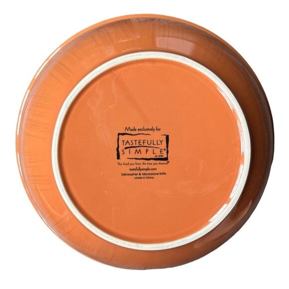 Tastefully Simple 9.5” Orange Serving Bowl - microwave safe dishwasher safe - Picture 5 of 8